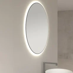 Marho Mavri badkamerspiegel verlichting dimbaar mat zwart Ø 60 cm