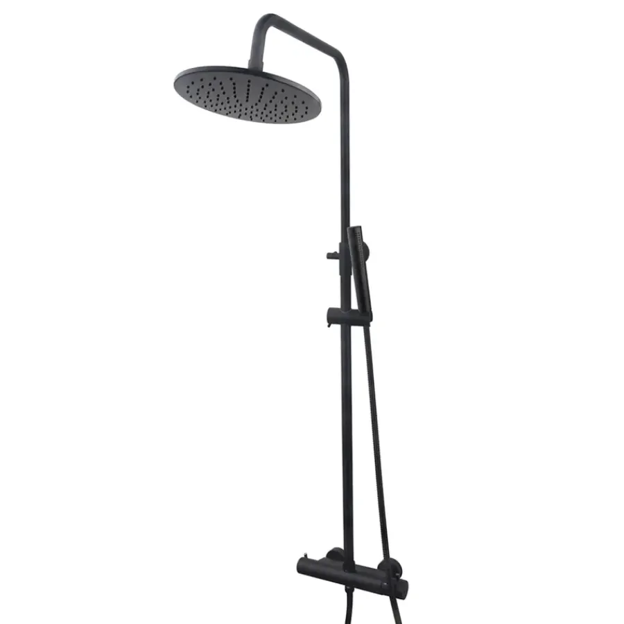 Marho Valdra thermostatische regendouche set opbouw mat zwart