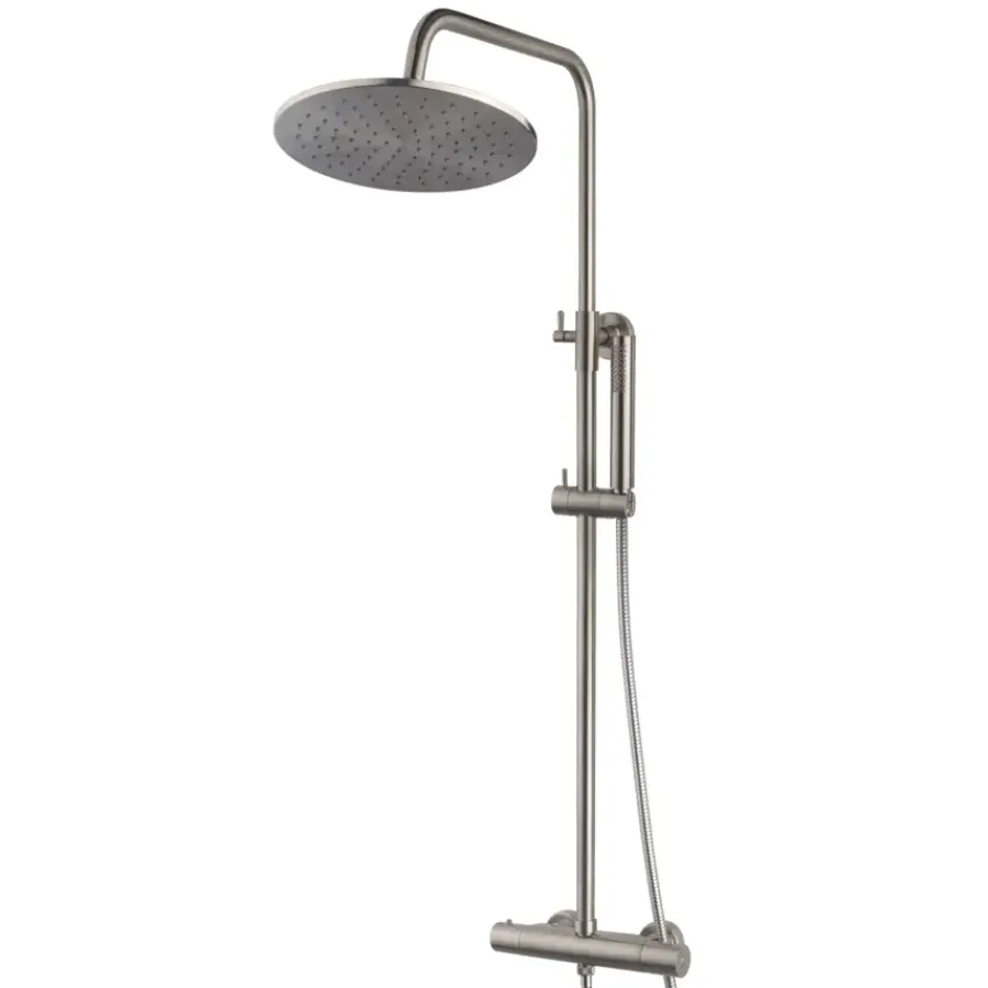 Marho Valdra thermostatische regendouche set opbouw geborsteld staal