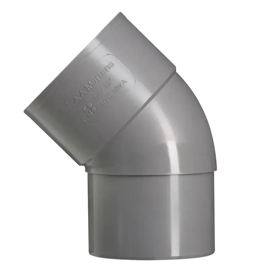 Martens PVC bocht 45° grijs mof/verjongd 100 mm