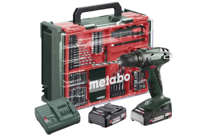 Metabo 18V accuboormachine BS18 incl. 2 accu's 2.0Ah + lader en accessoire-set in koffer
