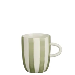 Geen Mok met oor groen gestreept - h10xd8 cm