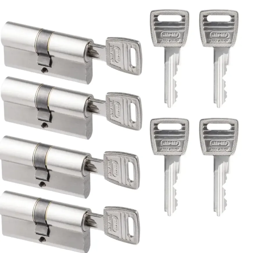 NEMEF veiligheidscilinder NF2 30/30 mm SKG 2-sterren gelijksluitend (4 stuks)