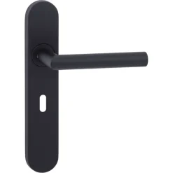 Novidade deurkrukset Porto ovaal schild met sleutelgat 56 mm zwart RVS