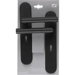 Novidade deurkrukset Porto ovaal schild met sleutelgat 56 mm zwart RVS