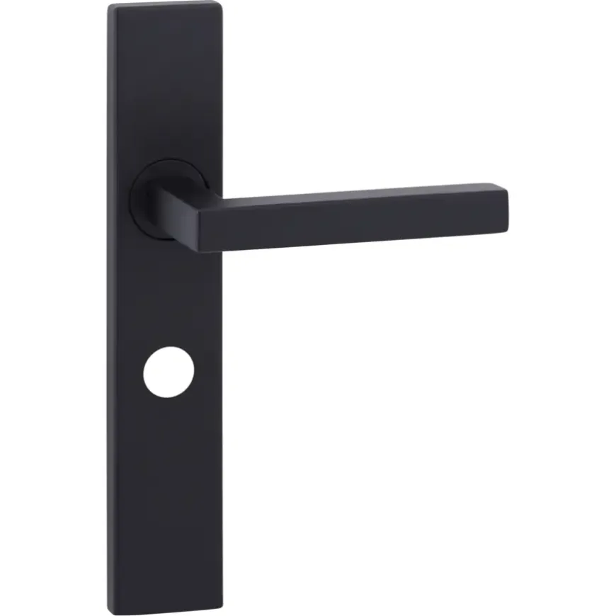 Novidade deurkrukset Wenen recht schild met vrij-bezet sluiting 63/8 mm zwart RVS