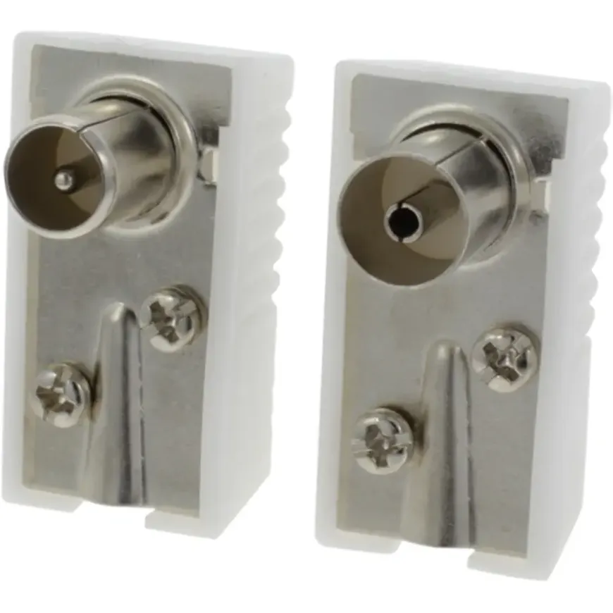 OK Coax stekkerset male/female wit