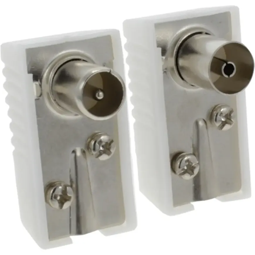 OK Coax stekkerset male/female wit