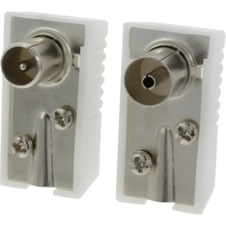 OK Coax stekkerset male/female wit