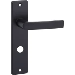 OK deurkruk set Blok recht schild vrij-bezet sluiting 63/8 mm zwart aluminium