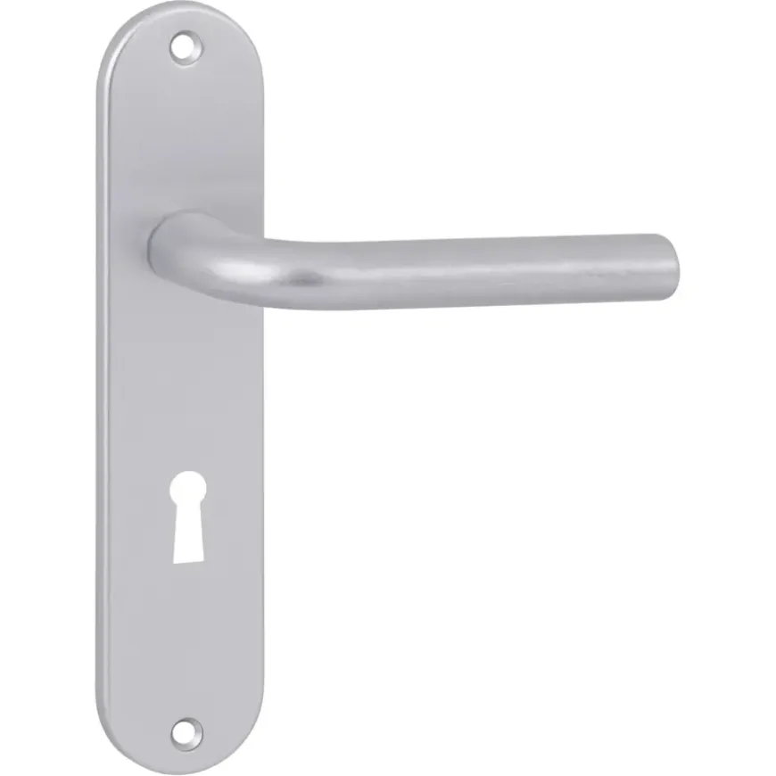 OK deurkruk set ovaal schild sleutelgat 56 mm aluminium
