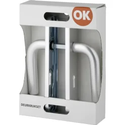 OK deurkruk set ovaal schild sleutelgat 56 mm aluminium