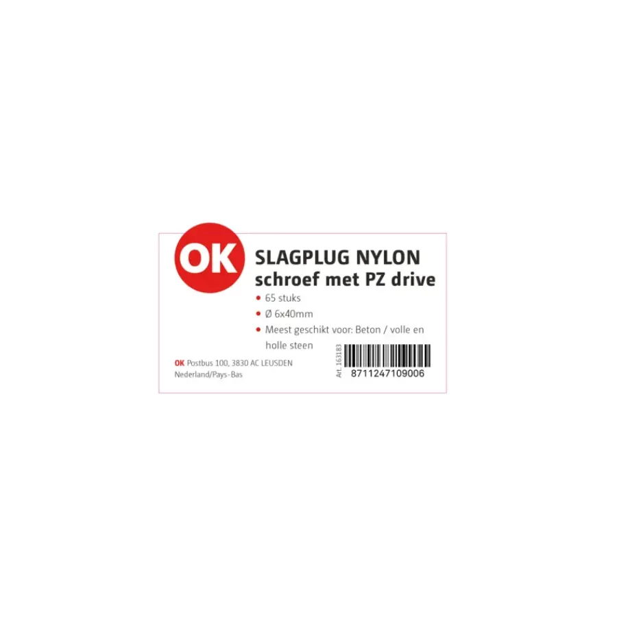 OK slagplug 6x40mm/ 3,7x45mm 65ST