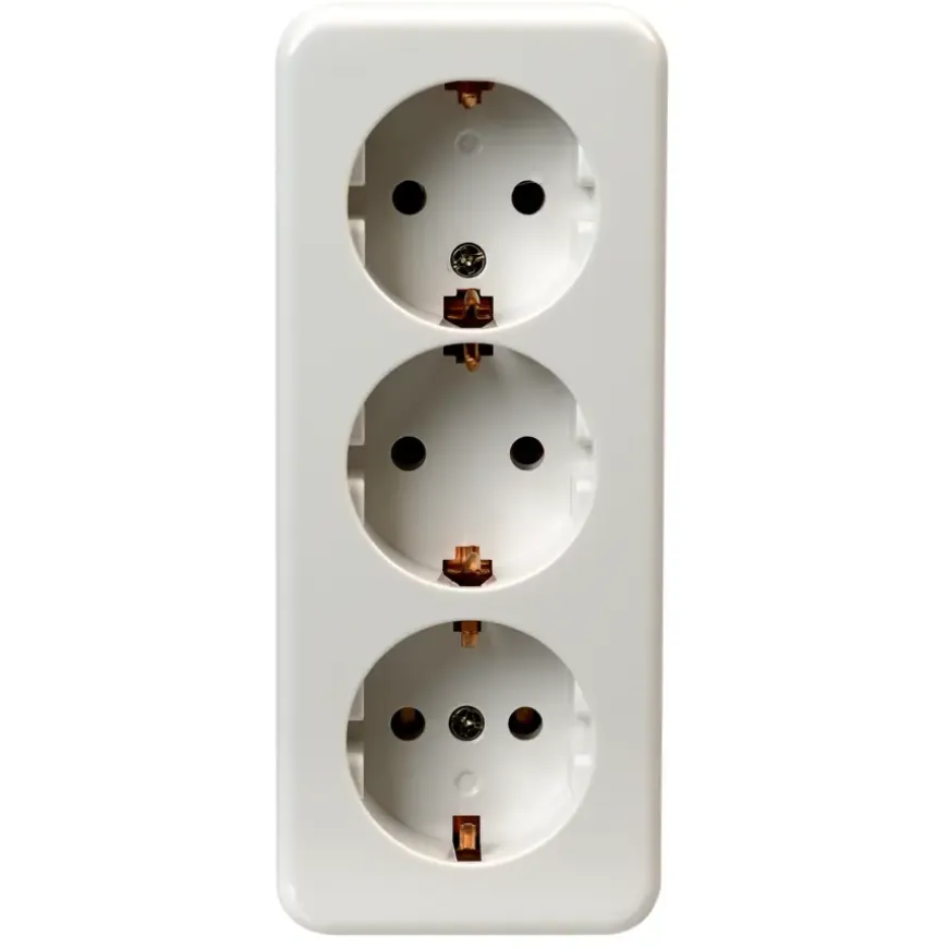 OK 3-voudig geaard stopcontact opbouw wit