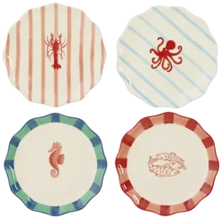 Geen Ontbijtbord rood 4 assorti - h2xd21cm - per stuk