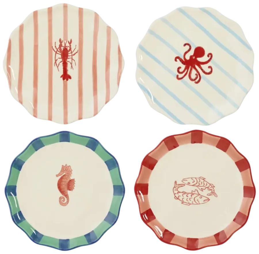 Geen Ontbijtbord rood 4 assorti - h2xd21cm - per stuk