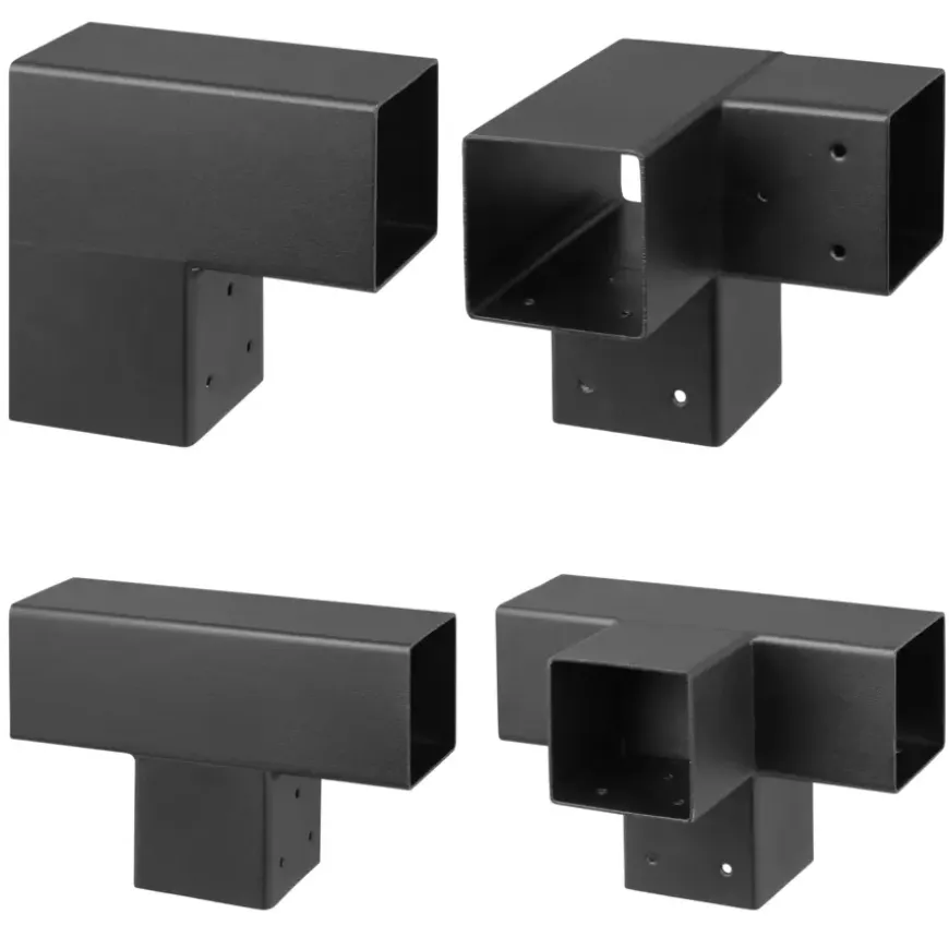 Paalverbinder voor pergola hoekstuk 2-kants 9x9 cm zwart