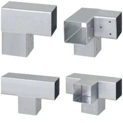 Paalverbinder voor pergola hoekstuk 2-kants 9x9 cm gegalvaniseerd