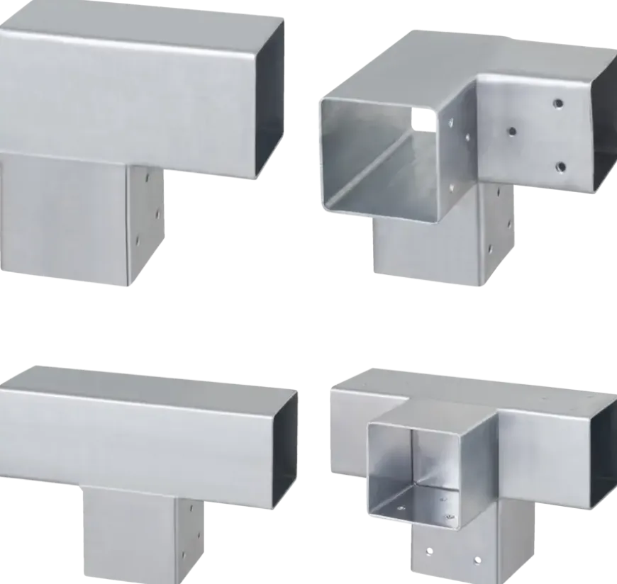 Paalverbinder voor pergola hoekstuk 3-kants 7x7 cm gegalvaniseerd