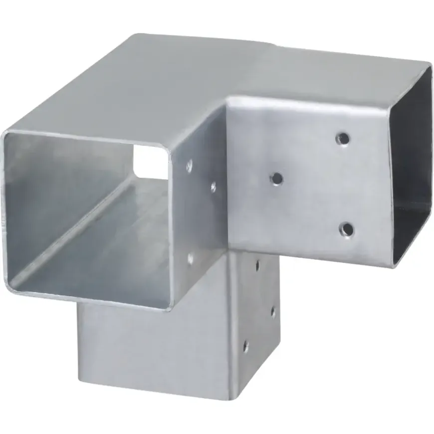 Paalverbinder voor pergola hoekstuk 3-kants 9x9 cm gegalvaniseerd
