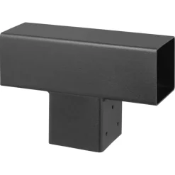 Paalverbinder voor pergola T-verbindingsstuk 3-kants 9x9 cm zwart