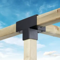 Paalverbinder voor pergola T-verbindingsstuk 4-kants 9x9 cm zwart