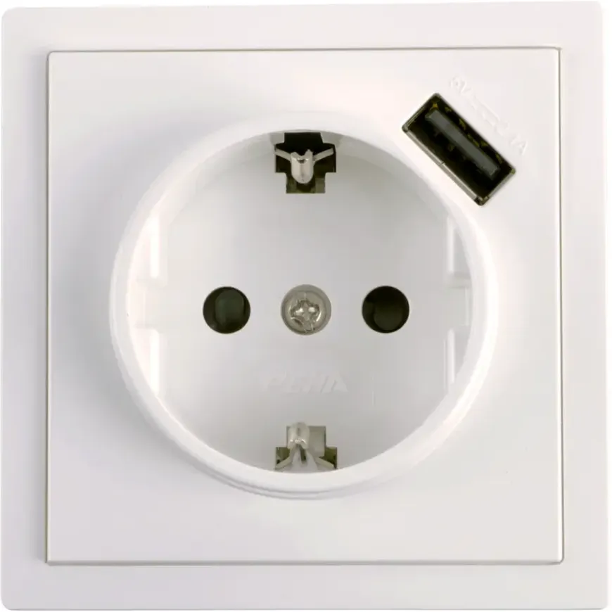 Peha Standard enkel geaard stopcontact met USB-A poort wit