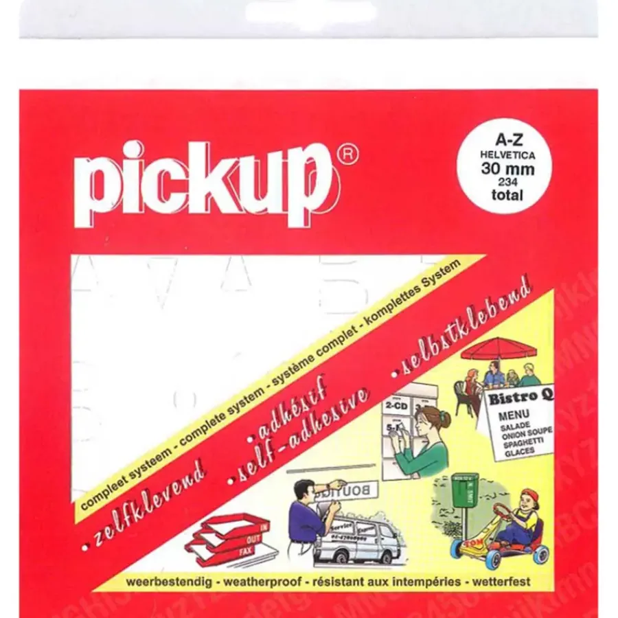 Pickup plakcijfers 0-9 Helvetica wit 30 mm