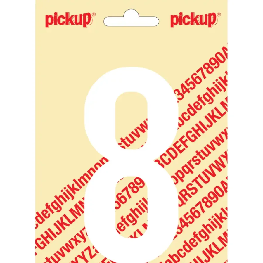 Pickup plakcijfer 8 wit mat 120 mm