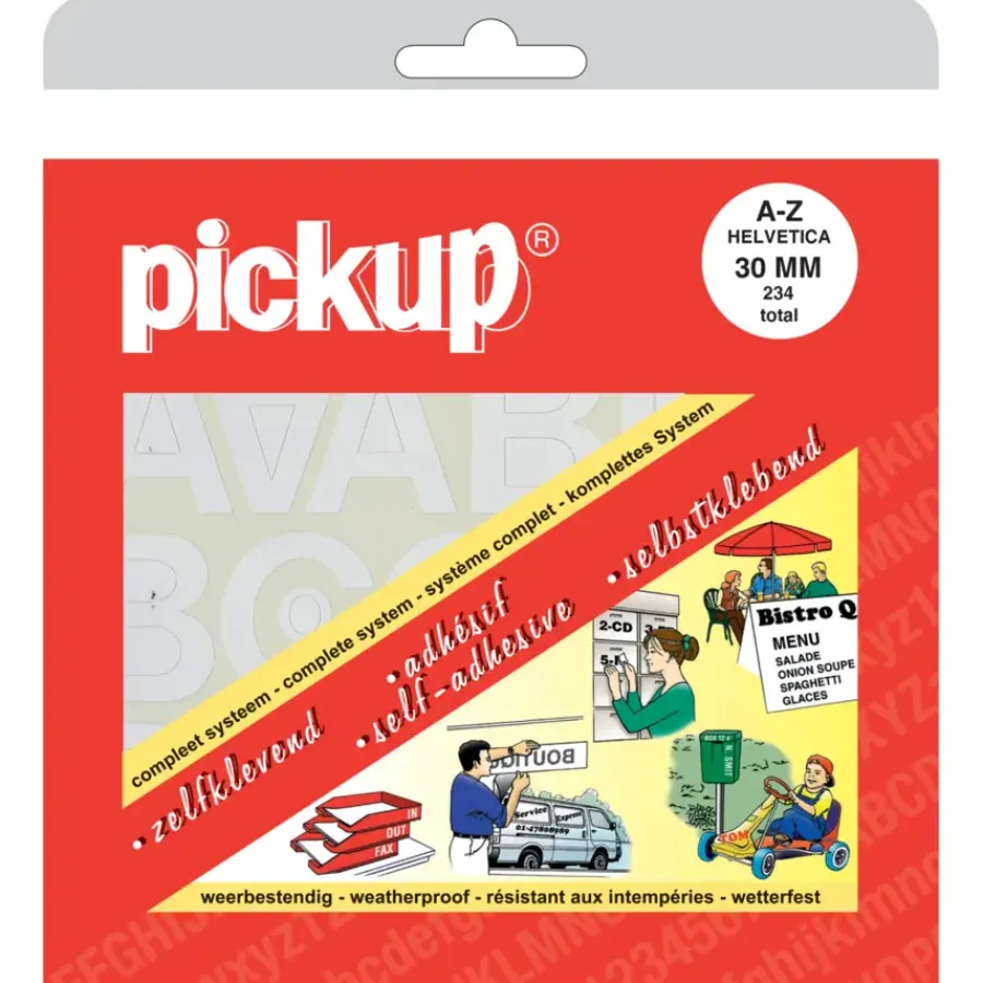 Pickup plakletter A-Z wit 30 mm