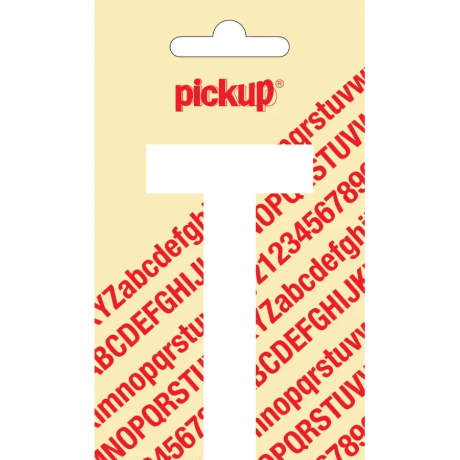 Pickup plakletter T wit mat 90 mm