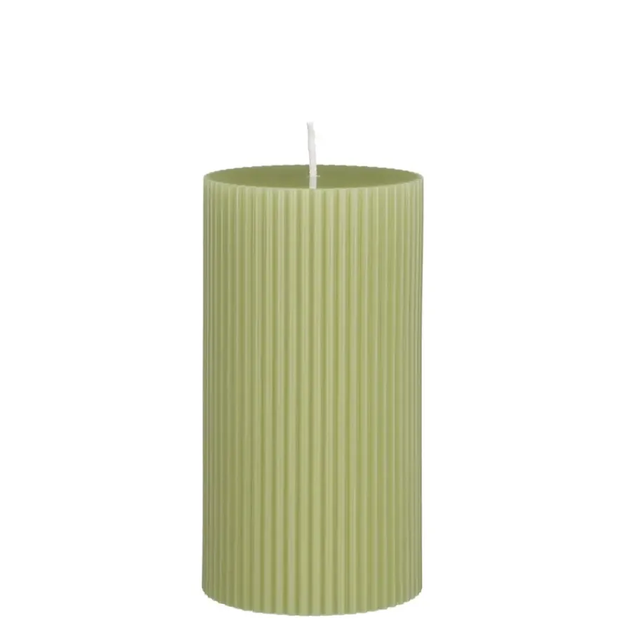 Geen Pilaar kaars licht groen - h13xd7cm