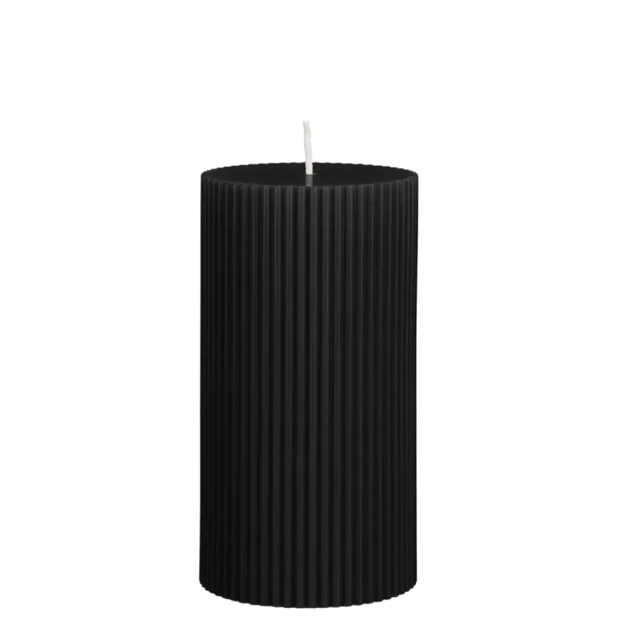 Geen Pilaar kaars paraffine zwart - h13xd7cm