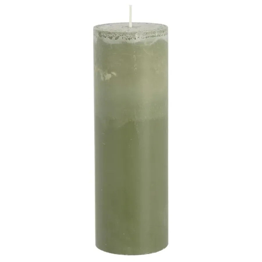 Geen Pilaar kaars stearine donkergroen - h20xd6,8cm