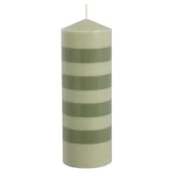 Geen Pilaar kaars stearine l.groen d.groen - h20xd7cm