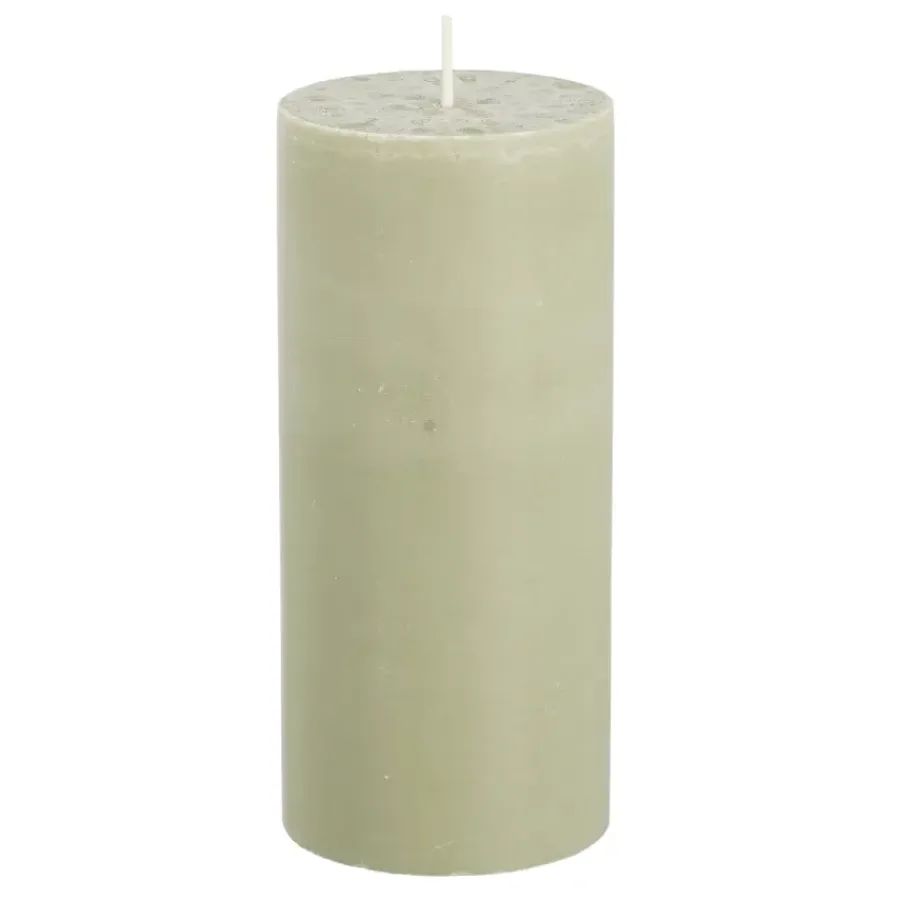 Geen Pilaar kaars stearine lichtgroen - h15xd6,8cm