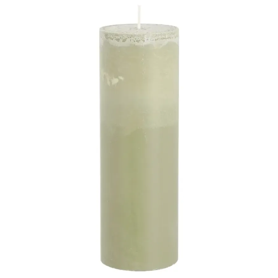 Geen Pilaar kaars stearine lichtgroen - h20xd6,8cm
