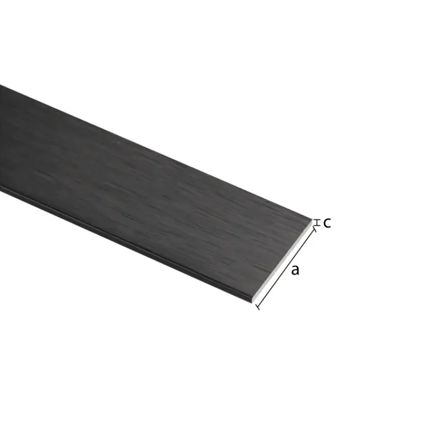 Geen Plat profiel aluminium mat zwart 20x2x1000mm