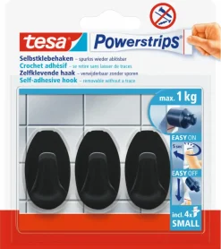 Tesa Powerstrips zelfklevende haken small ovaal - draagkracht tot 1 kg - 3 stuks