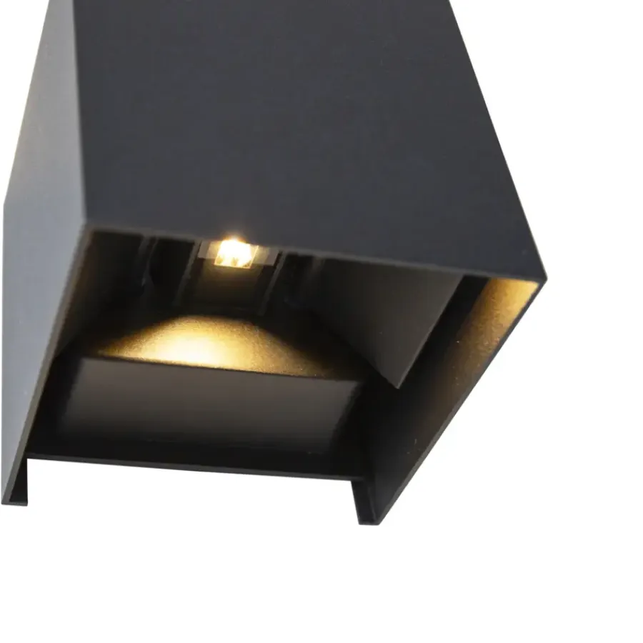 Qazqa wandlamp Edwin 2-lichts 6W zwart aluminium