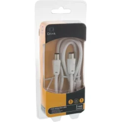Q-Link coax kabel 3CV2 HF stekker 1 meter rechtwit