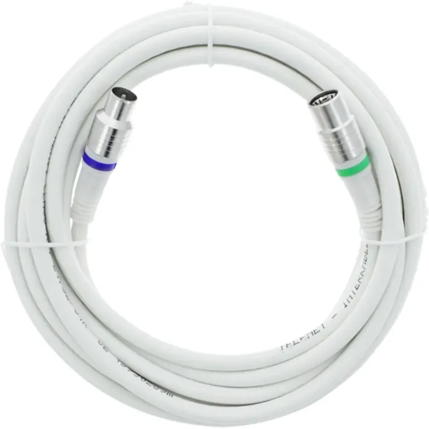 Q-Link coax kabel stekker recht 5 meter wit kabelkeur
