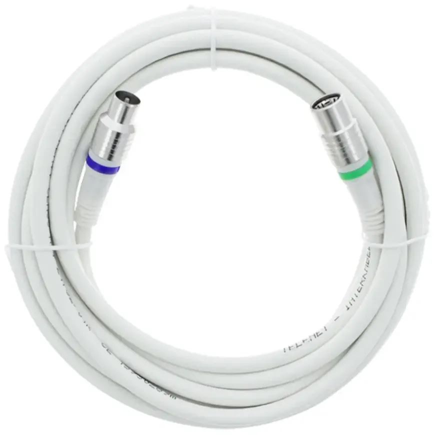 Q-Link coax kabel stekker recht 5 meter wit kabelkeur