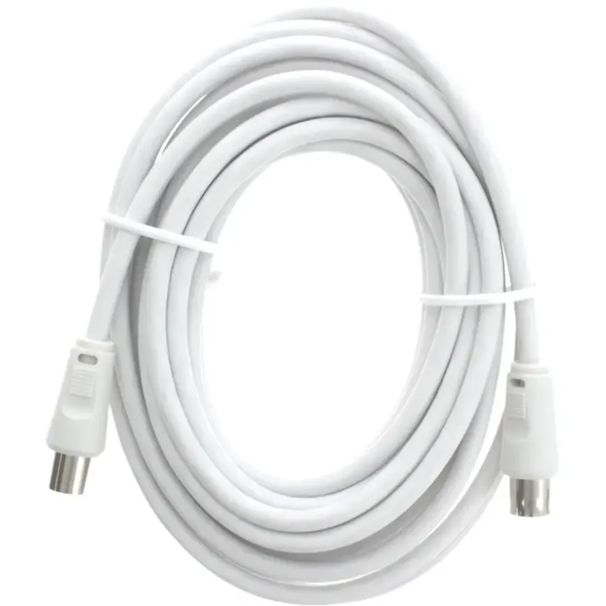 Q-Link coax kabel stekker recht 5 meter wit kabelkeur