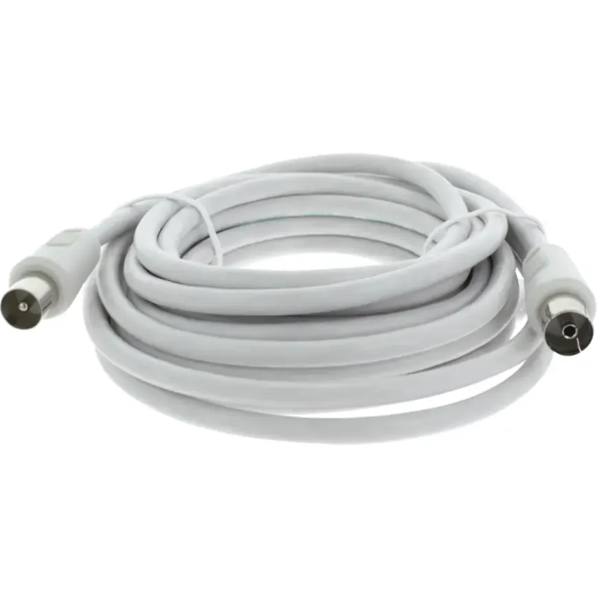 Q-Link coax kabel stekker recht 5 meter wit kabelkeur
