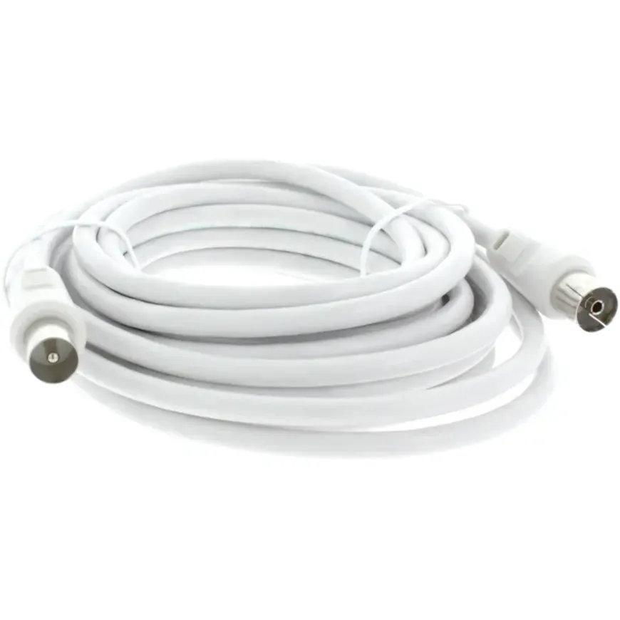 Q-Link coax kabel stekker recht 5 meter wit kabelkeur