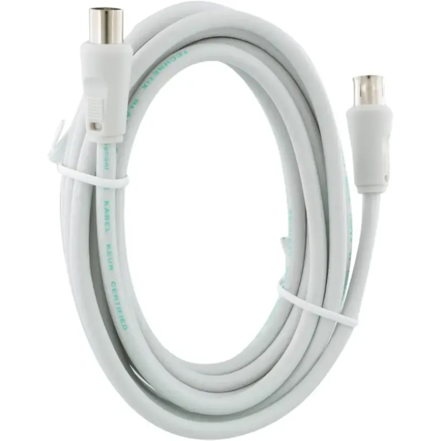 Q-Link coax kabel stekker recht 3 meter wit kabelkeur