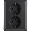 Q-Link Inbouw Dubbel Geaard Stopcontact Zwart