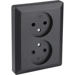 Q-Link Inbouw Dubbel Stopcontact Zwart