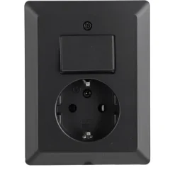 Q-Link Inbouw Enkel Geaard Stopcontact met Schakelaar Zwart